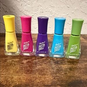 Sally Hansen Insta-Dri Nail Polish Set - Yellow, Pink, Purple, Blue, Green